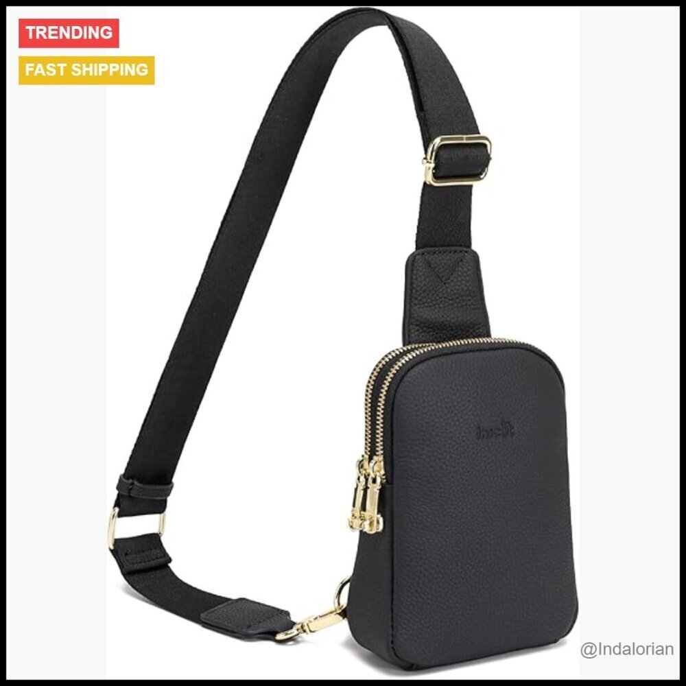 Leather Sling Bag Minimalist Crossbody Travel Purse Anti-Theft Chic